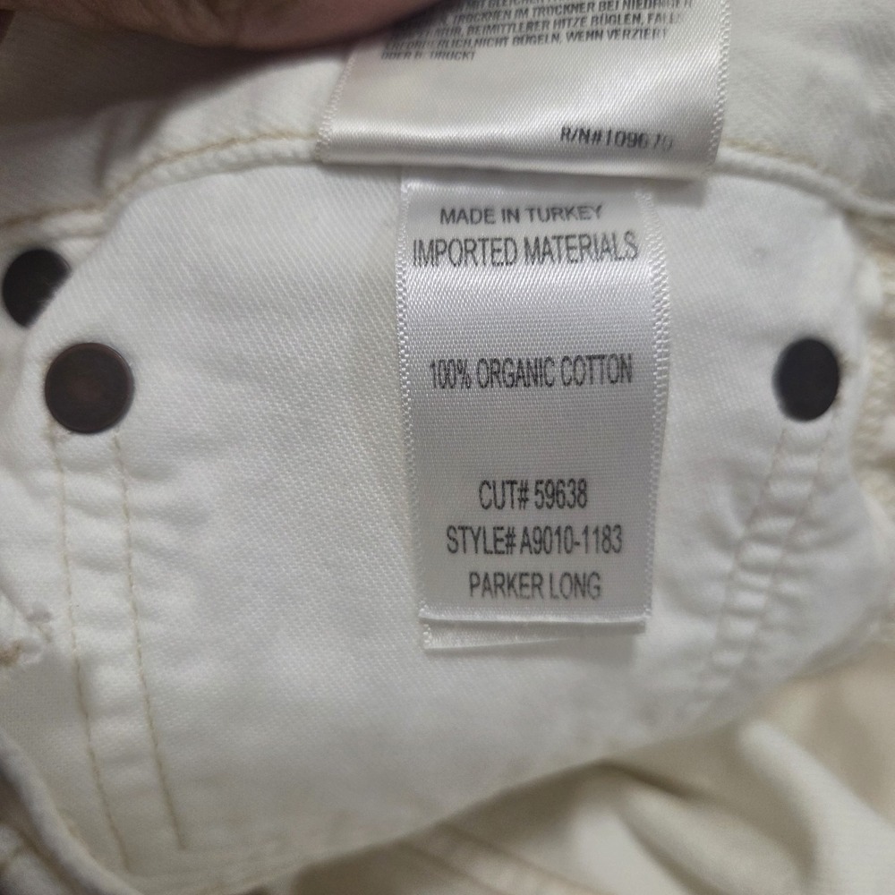 Agolde Parker Long High Rise Cut Off Raw Hem Jean Shorts Creamy White Size 27 - Picture 7 of 10